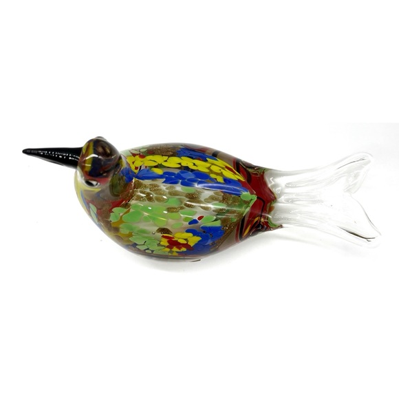 Gea Art Glass Paperweight Bird Murano Style Multicolor - Picture 2 of 5